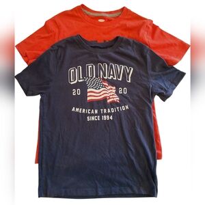 Old Navy Boys Blue & Orange Short Sleeve T-shirts Lot Of 2 Size 10-12